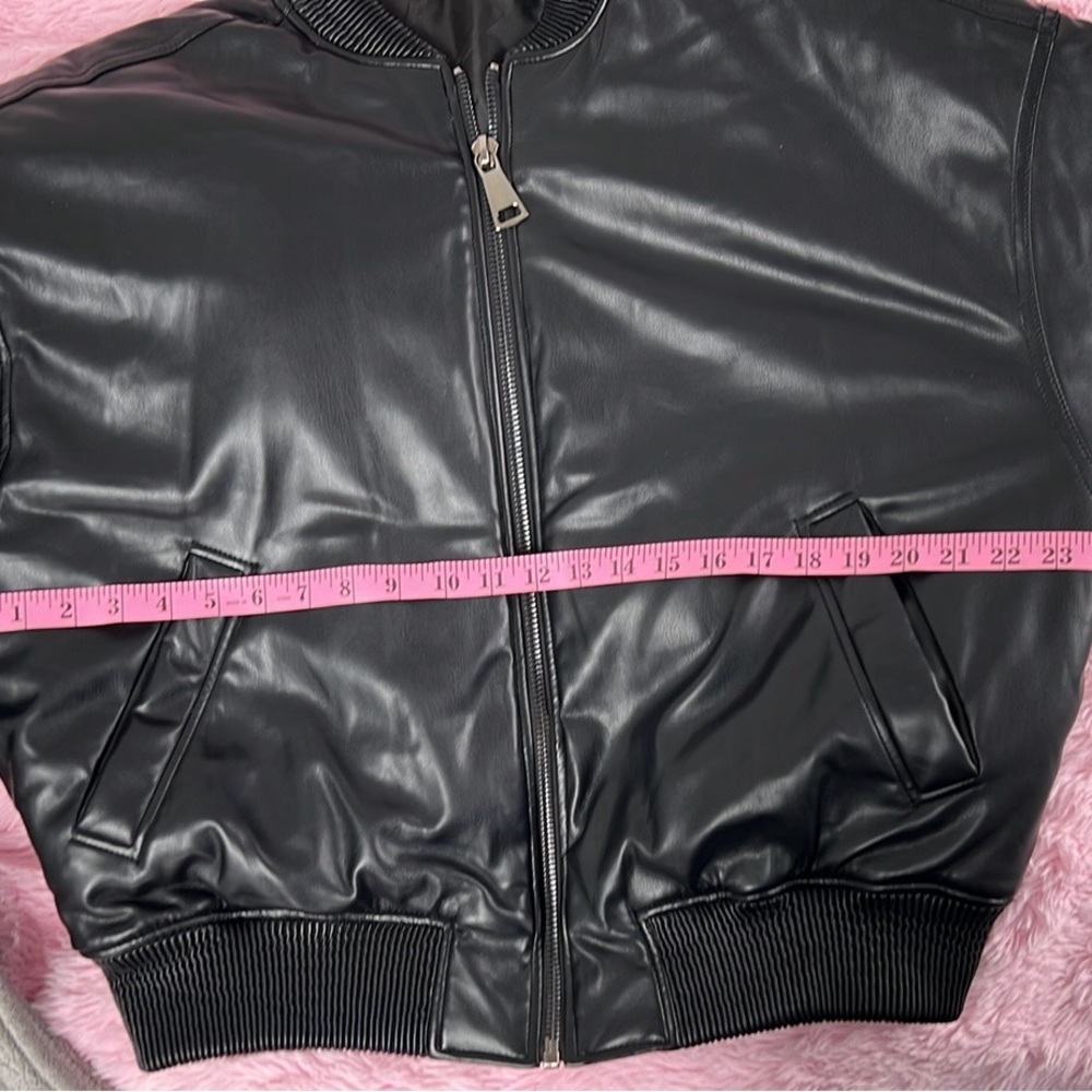 Good American Black Faux Vegan Leather Bomber Jacket L/XL - Picture 14 of 14